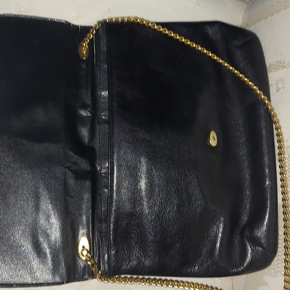 Vintage Susan Gail Black Leather Clutch Shoulder chain Bag - Picture 5 of 13